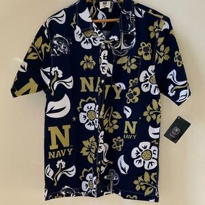 Stylish Navy Men's Shirt - Blue and Gold Floral Design